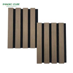 China Customizable Wood Slatted Wall Acoustic Felt Panels Interior Decoration 2400*600*21 mm wholesale