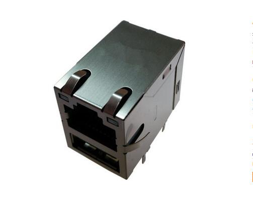 Quality 2 Port  RJ45 Shielded Connector With USB Plug , Ethernet Amp Rj45 Modular Jack for sale