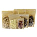 Paper Recyclable Biodegradable Stand Up Pouches Transparent Window Brown With