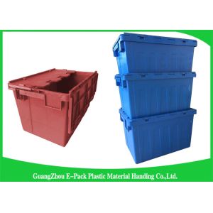 China Warehouse Nestable Plastic Tote Boxes / stackable bins with hinged lids wholesale