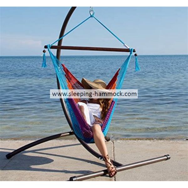 Multi Colored Rainbow Grand Caribbean Lounge Hammock Chair With Pillow 275 Pounds Capacity