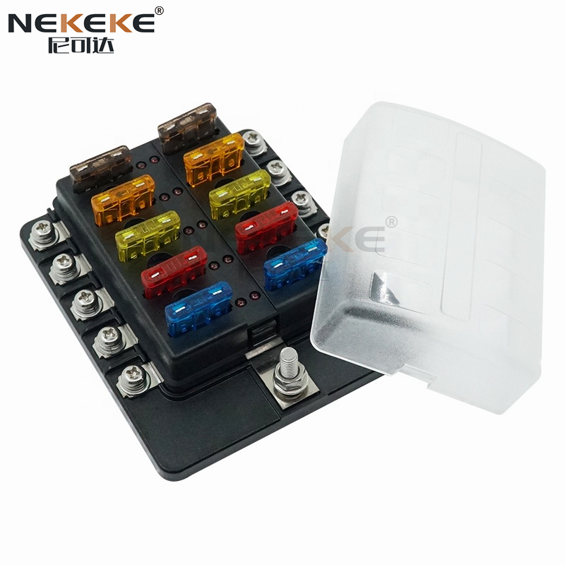 Excellent Insulation 10 Circuit Marine Fuse Box Wth Waterproof Protection Cover