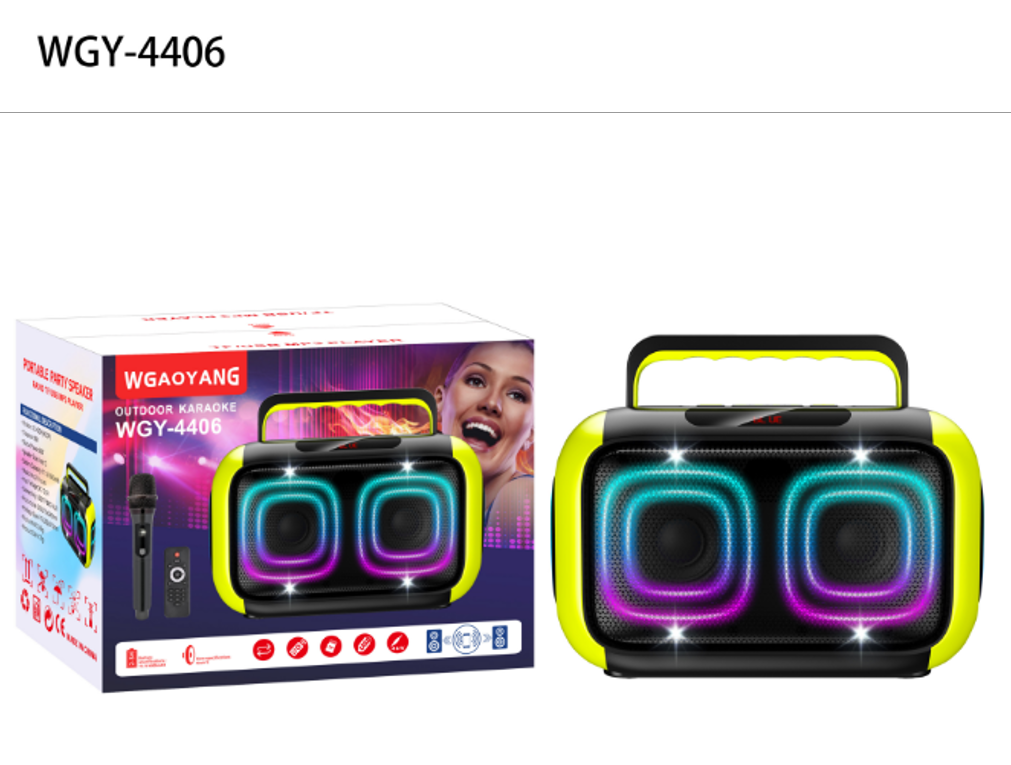 Double 4-inch 50W Portable Party Speaker Bluetooth and LED Lighting with Long-Lasting Battery and Bluetooth Connectivity