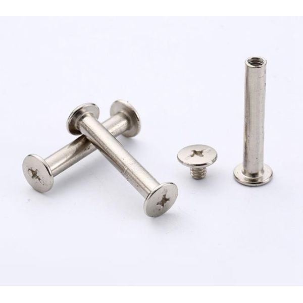 Nickel Plated Male Female Rivet Book Nails Butt To Lock Sample Book Screws Menu Nails