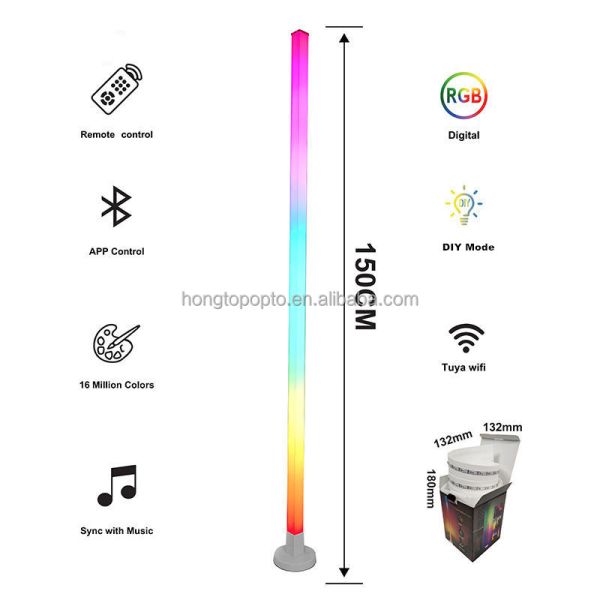 2- Smart Ambient Floor Light 1.5M 5V 5050 RGBIC Indoor Home Decor Smart Corner Lamp With Bluetooth Remote