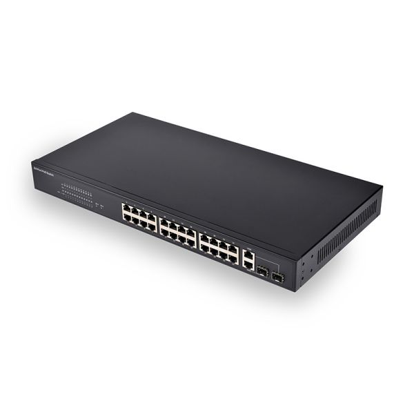 28-port Gigabit switch IEEE 802.3af/a standard 370W power backplane bandwidth 52 Gbps uplink port POE switch
