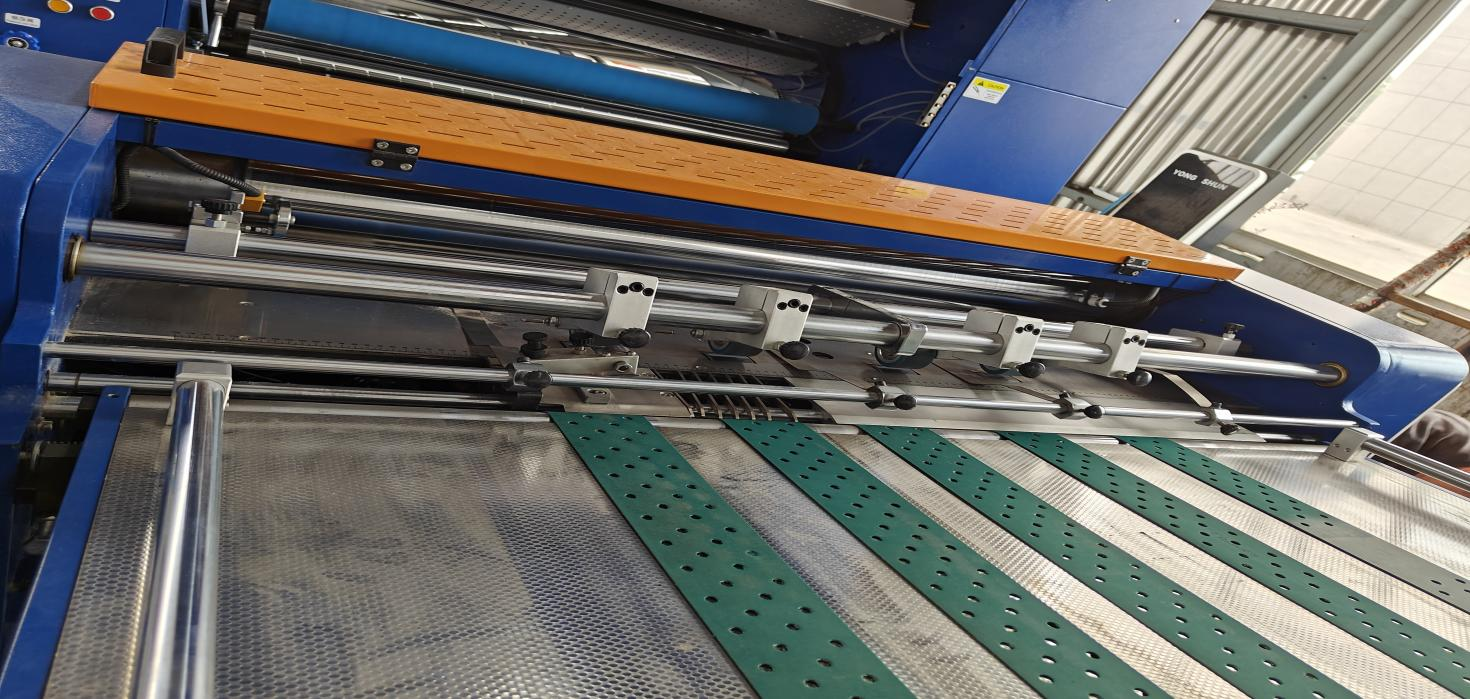 Film lamination machine close-up