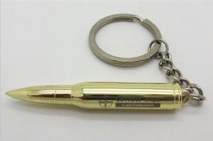 China Fashion bullet key fob keyring, 3D metal bullet keychain, zinc alloy, brass plated novelty wholesale