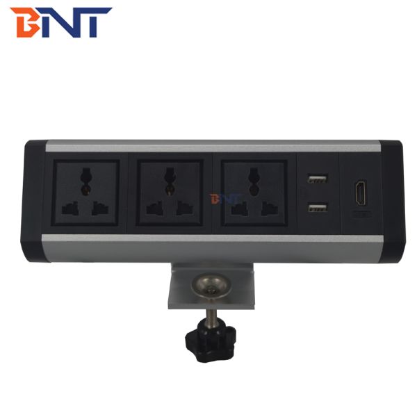 Multifunction clamp desktop data and power socket outlet box