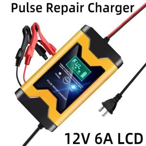 China 12v Pulse Repair Lead acid Battery Charger 12V 6A motorcycle car battery charger temperature control compensation wholesale