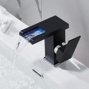 China ODM Wash Basin Cabinet Waterfall Bath Faucet LED Light For Bathroom 4mm wholesale