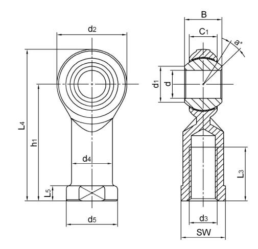 High Corrosion Resistance SPHS6EC Stainless Steel Rod End Bearing for Heavy Trucks