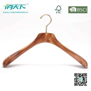 Betterall High-end Burlywood Wooden Coat Hanger with Golden Hook