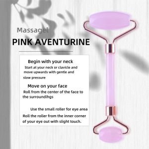 Fashionable Skincare Face Jade Roller pink Quartz Stone Face Roller