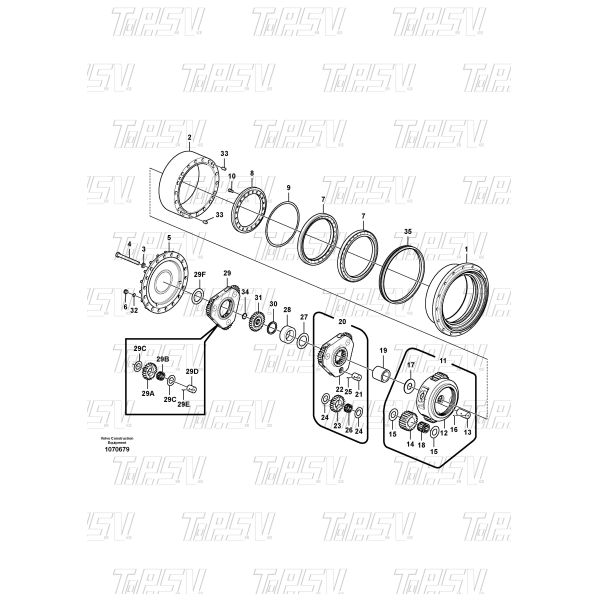 VOE14570931 Heavy Duty EC290C Excavator Travel 1 Stage Carrier ASSY