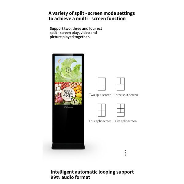 Interactive Touch LED Floor Standing LCD Advertising Player 65 '' Big Screen