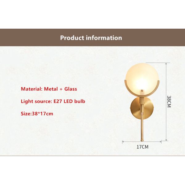 Art Deco Gold Led Wall Lamp Parlor Wall Sconce Bedroom Bedside Aisle Balcony Wall Lights (WH-OR-239)