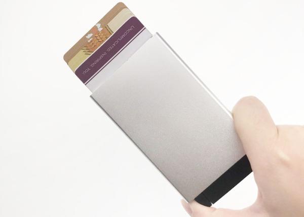 Quality Aluminum Pop Up Credit Card Wallet Holder Rectangle Customized Logo for sale