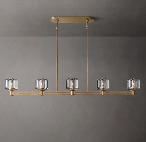 Quality Brass Restoration Hardware Linear Chandelier With E12 Bulbs for sale