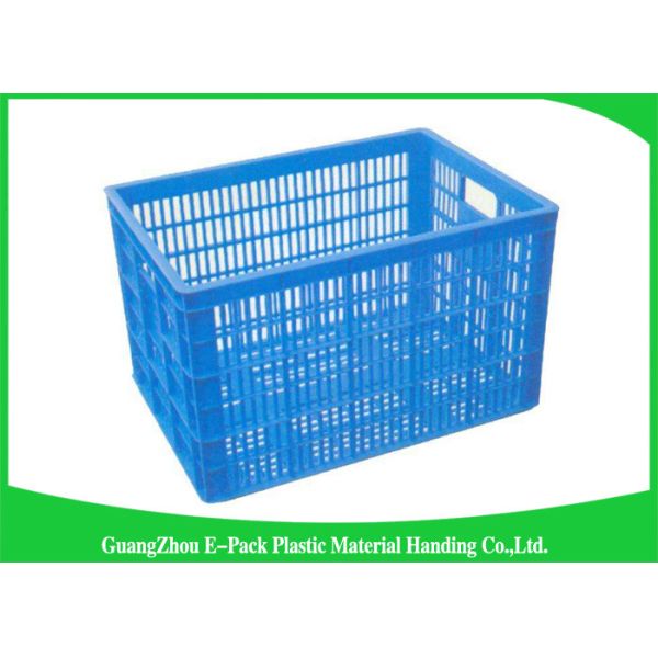 Health Blue Plastic Food Crates Big Capacity Easy Stacking Long Service Life