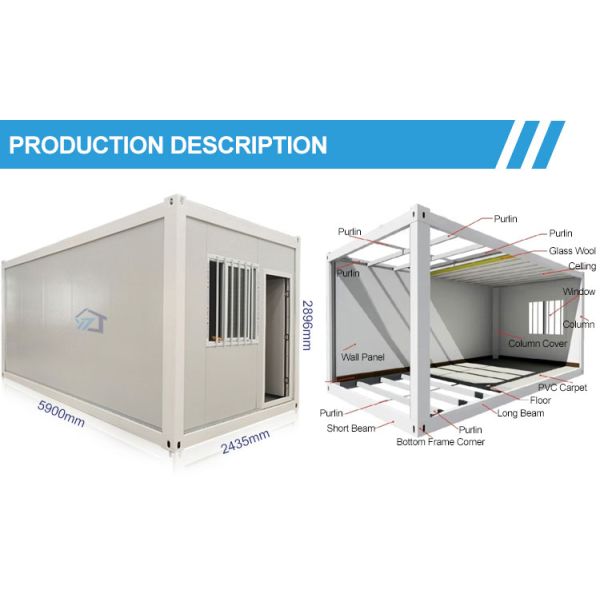 20ft Detachable Room Prefab House Assembly Modular Box Container House for School Buildings