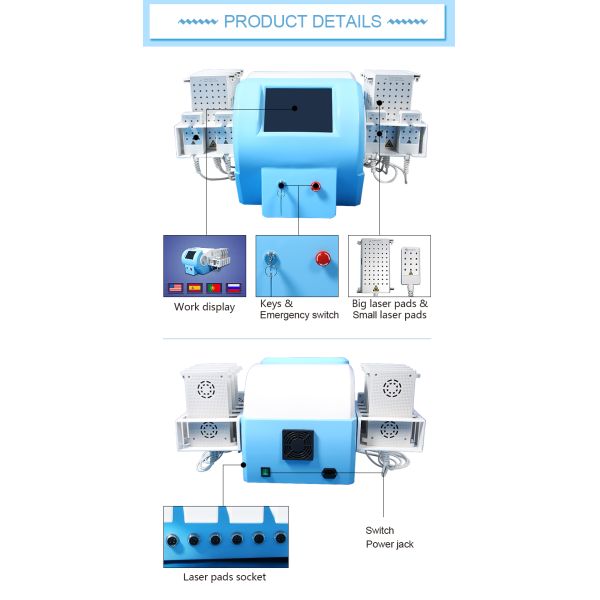 Four Wavelength Diode Zero Laser Lipo Laser Therapy Machines 12 Pads Slimming Beauty Machine