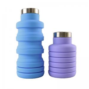 China Custom Logo Silicone Water Bottle Foldable For Outdoor Carrying wholesale
