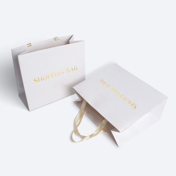 Craft Customized Size White Black Luxury Gift Shopping Jewelry Paper Bag With Handles