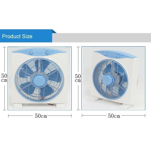 12V 12 Inch Square Indoor Box Fan Energy Conservation With 60 Minutes Timer