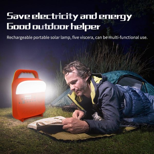 12W Solar Panel 4 LED Bulbs Portable Solar Power Lighting System Kit for Home with Mobile Phone Charging with Bracket