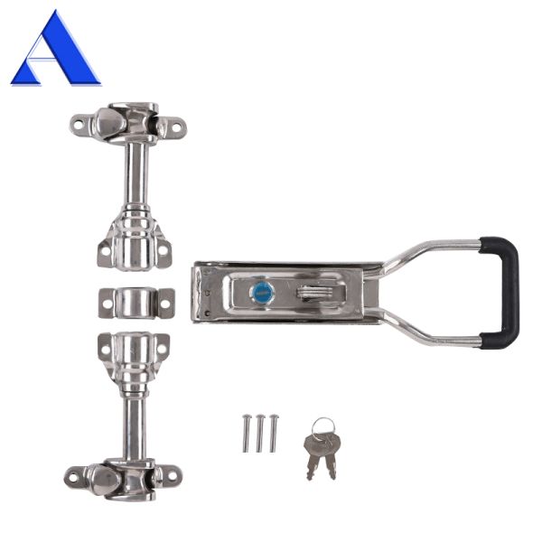 304 Stainless Steel Truck Body Parts Full Set of 22mm Pipe Polished Truck Container Door Locks for Customized Locking Rod Length