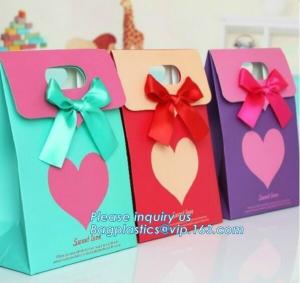 paper carrier bag,kraft paper bag,craft paper bag manufacturer,Printing Logo Paper Carrier Bag with Bowknot and Handle f
