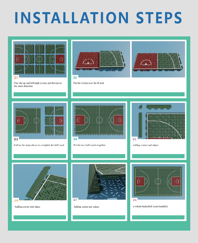 Modular PP Interlocking Tiles for Basketball and Multi-Sport Courts