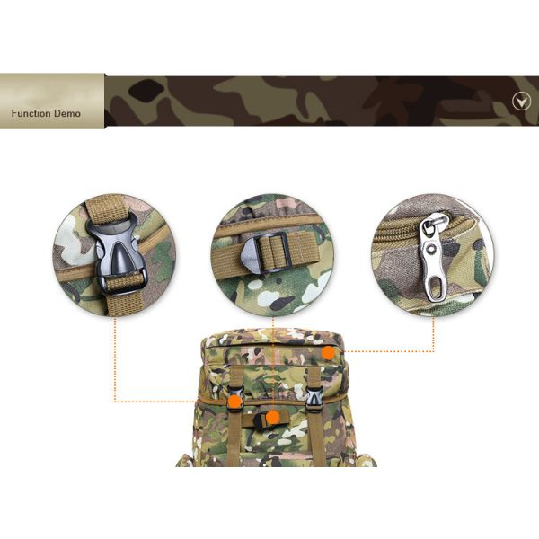 75L Adjustable Woodland Camo Tactical Backpack High Density CE ISO