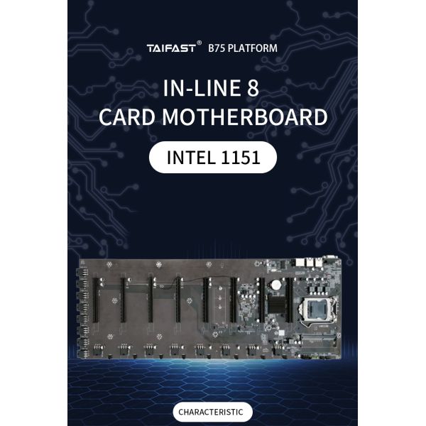 B75 PC Computer GPU Mining Motherboard Graphics Eight Card Slot Large Spacing ETH