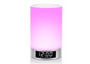 Bedside Bluetooth Speaker Alarm Clock With Gradient Changing Colorful Night Light