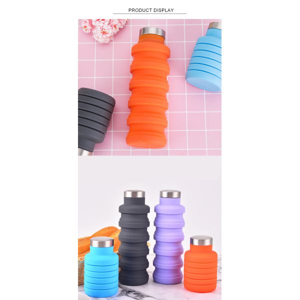 BPA Free Reusable Silicone Folding Water Bottle