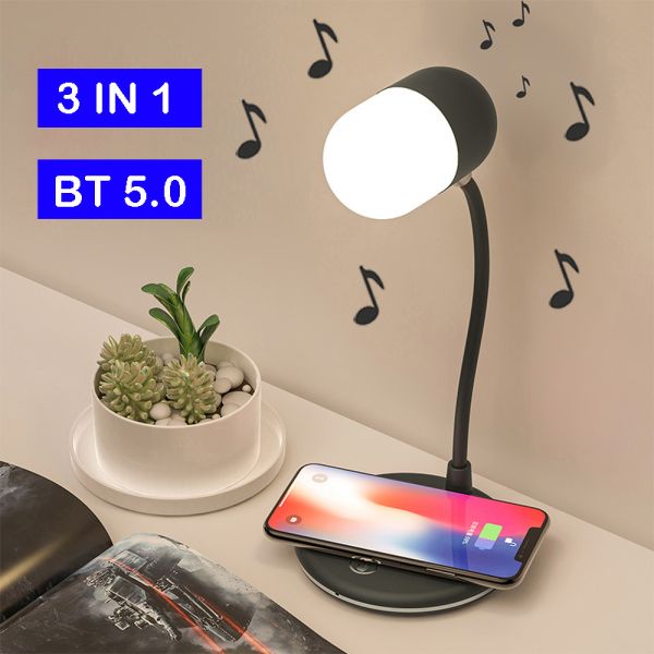 Lamp Speaker With Wireless Charger 3 In 1 Smart Touch Button Desk LED