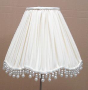 China Fabric White Bedside Lamp Shades Drum / tapered Shape With Fringe on sale