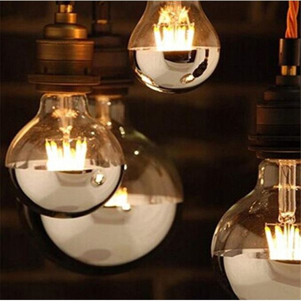 Edison Decorative Filament Bulbs Silver LED Globe Light Bulbs 4W 6W G80 Shadowless Lamp