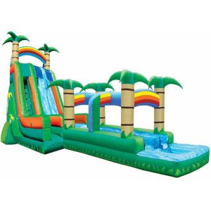 Palm Tree Bouncy Castle Water Slide Practical Workmanship Long Durability