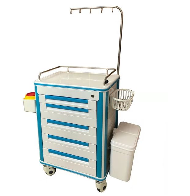 ABS material medical dispensing cart blue with wheels movable