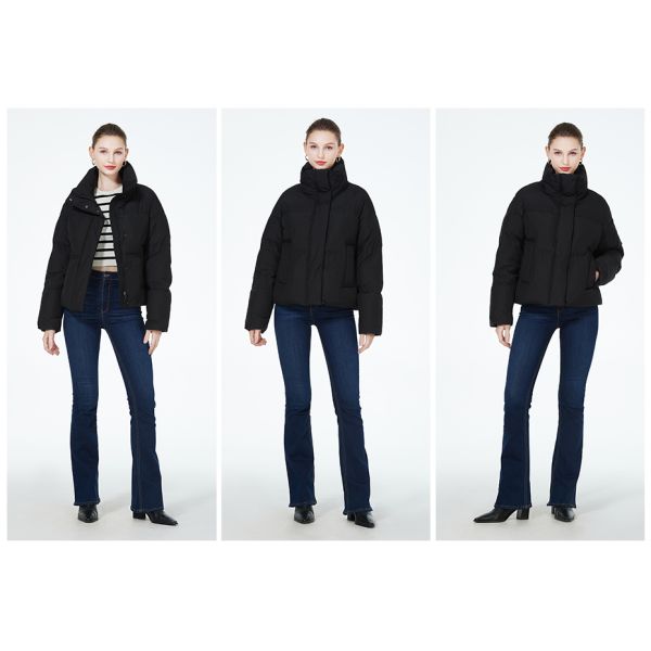 Chic Short Winter Coat Collar Free White Cotton Jacket Women'S For Students