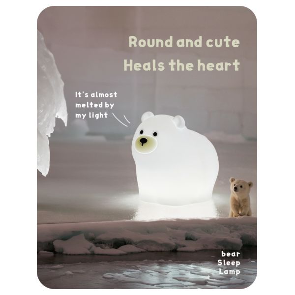 OEM Led Cute Cartoon Silicone Bear Sleep Lamp Usb Rechargeable Night Lamp Baby Bedroom Bedside Night Light