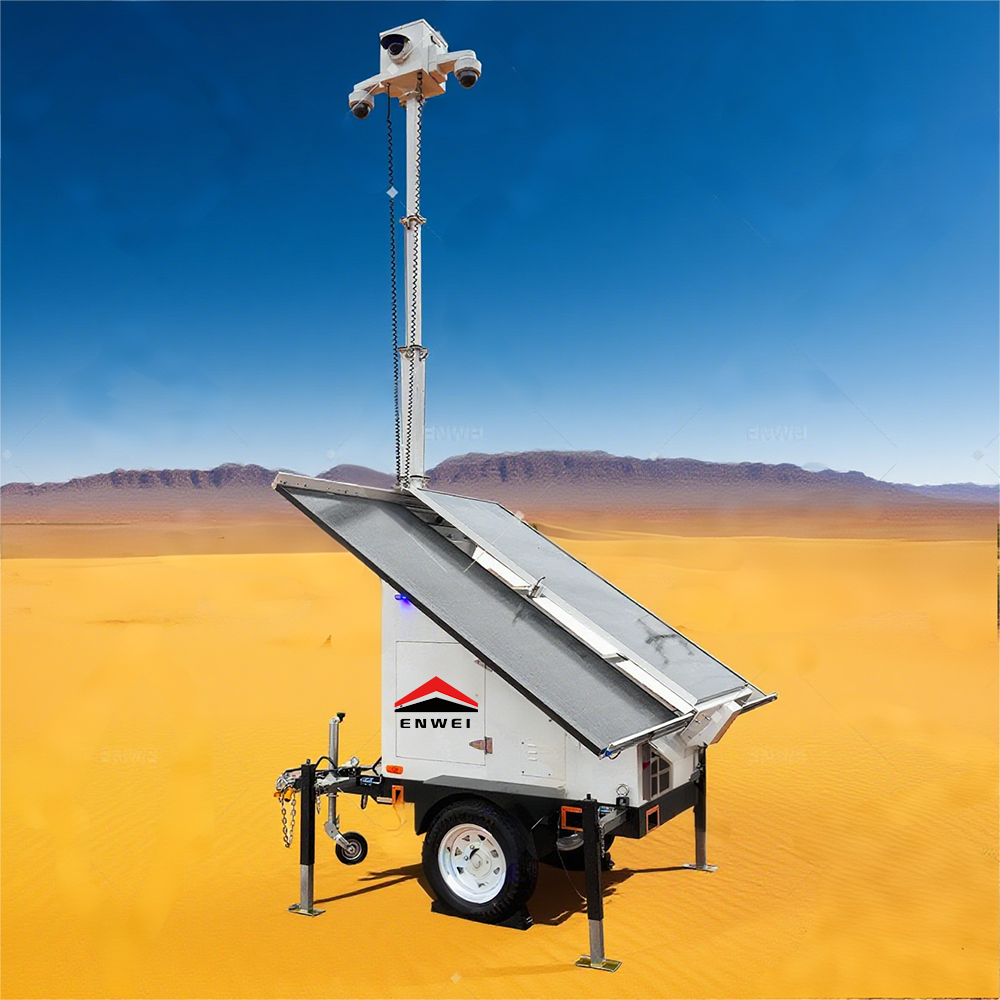 Weather-Resistant Design Solar Powered Camera 5G Video Security Trailer For large-scale factories Monitoring