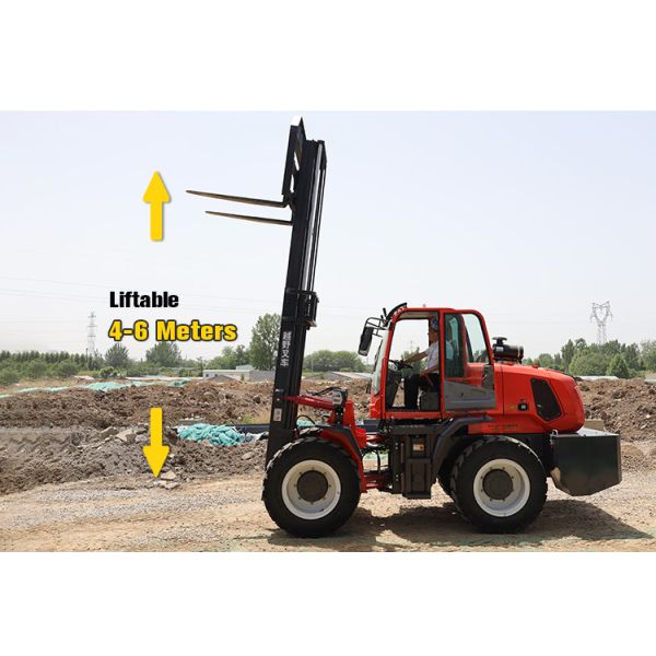 7000 Lbs Seated Automatic Rough Terrain Forklift With 2 In Fork Thickness
