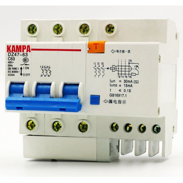 DZ47LE 3P+N 63A 380V Small earth leakage circuit breaker DZ47LE-63A Household leakage protector switch RCBO