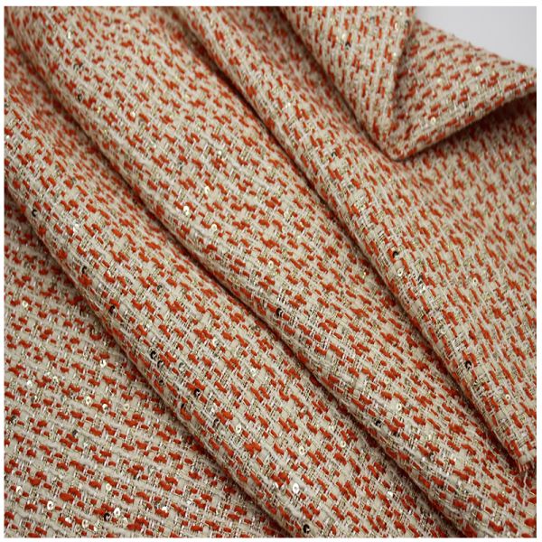 Stock a Roll Wholesale Luxury New Design 100 Polyester Yarn Dyed Tweed Fabric for Autumn and Winter Women's Coat Clothing