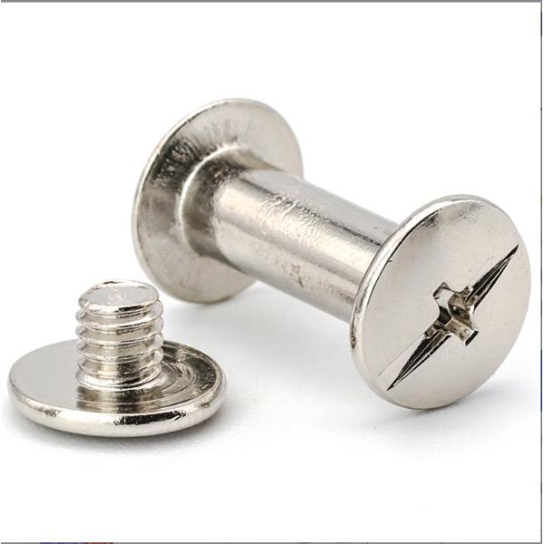 Nickel Plated Male Female Rivet Book Nails Butt To Lock Sample Book Screws Menu Nails