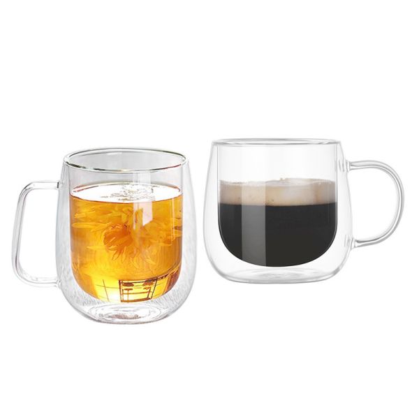 B2B Custom 12oz Unique Glass Coffee Mugs with Handle | Bulk FDA-Certified Heatproof Cups